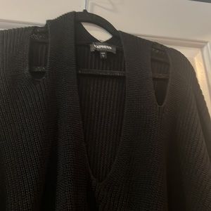 Express high low sweater with shoulder cut out